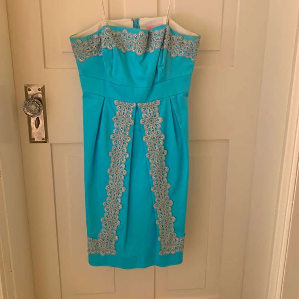 Lilly turquoise dress with silver embellishments
